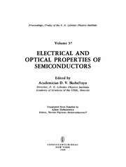 Front cover of Electrical and Optical Properties of Semiconductors by D. V. Skobel'tsyn