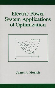 Cover of Electric power system applications of optimization by James A. Momoh