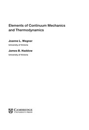 Front cover of Elements of continuum mechanics and thermodynamics by Joanne L. Wegner