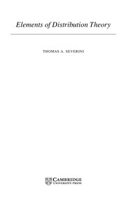 Cover of ELEMENTS OF DISTRIBUTION THEORY by Thomas Alan Severini