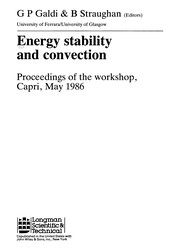 Cover of Energy stability and convection by G.P. Galdi