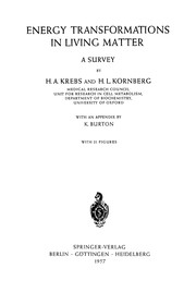 Front cover of Energy Transformations in Living Matter by Sir Hans Adolf Krebs