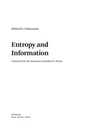 Cover of Entropy and information by M. V. Volʹkenshteĭn
