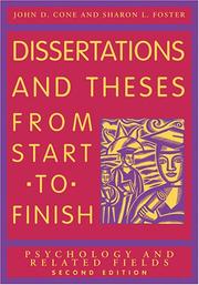 Front cover of Dissertations and theses from start to finish by John D. Cone