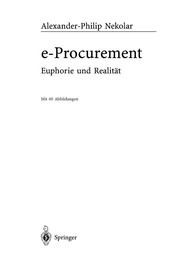 Cover of E-Procurement by Alexander-Philip Nekolar