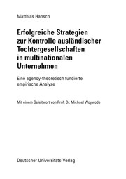Front cover of Erfolgreiche Strategien zur Kontrolle ausländischer Tochtergesellschaften in multinationalen Unternehmen by Matthias Hansch