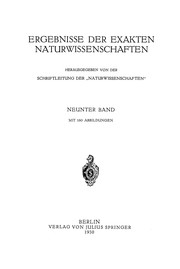 Front cover of Ergebnisse der exakten naturwissenschaften by Schriftleitung der 'Naturwissenschaften'