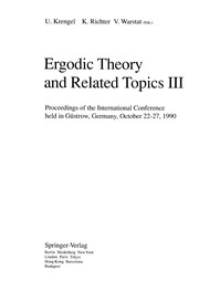 Front cover of Ergodic theory and related topics III by Ulrich Krengel