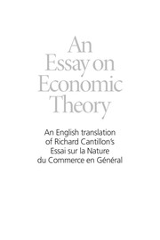 Cover of An essay on economic theory by Richard Cantillon