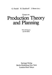 Front cover of Essays on Production Theory and Planning by G. Fandel
