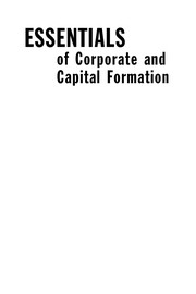Cover of Essentials of corporate and capital formation by David H. Fater