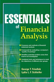Front cover of Essentials  of financial analysis by G. Thomas Friedlob