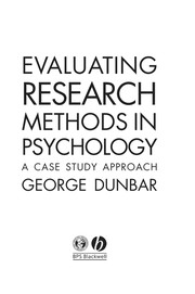 Front cover of Evaluating research methods in psychology by GEORGE (GEORGE L.) DUNBAR