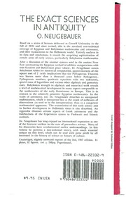 Front cover of The exact sciences in antiquity by Otto Neugebauer