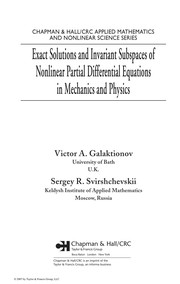 Front cover of Exact solutions and invariant subspaces of nonlinear partial differential equations in mechanics and physics by Victor A. Galaktionov