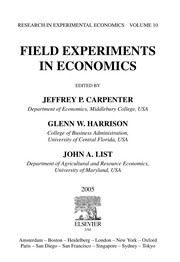 Front cover of Field experiments in economics by Jeffrey P. Carpenter
