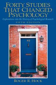 Front cover of Forty studies that changed psychology by Roger R. Hock