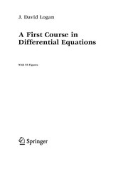 Cover of A first course in differential equations by J. David Logan