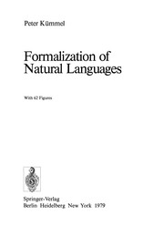 Front cover of Formalization of Natural Languages by Peter Kümmel