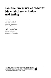 Front cover of Fracture mechanics of concrete: Material characterization and testing by A. Carpinteri