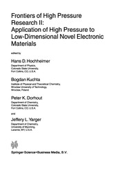 Front cover of Frontiers of high pressure research II by NATO Advanced Research Workshop on Frontiers of High-Pressure Research (2nd 2001 Pingree Park, Colo.)