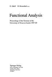 Cover of Functional analysis by E. Odell