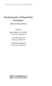 Front cover of Fundamentals of hyperbolic geometry by Richard Douglas Canary