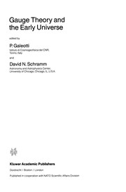 Front cover of Gauge Theory and the Early Universe by P. Galeotti