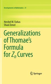 Front cover of Generalizations of Thomae's Formula for Zn Curves by Hershel M. Farkas