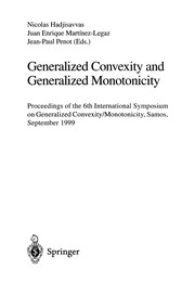 Front cover of Generalized convexity and generalized monotonicity by International Symposium on Generalized Convexity/Monotonicity (6th 1999 Samos, Greece)