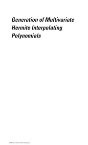 Front cover of Generation of multivariate hermite interpolating polynomials by Santiago Alves Tavares