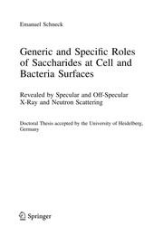 Front cover of Generic and Specific Roles of Saccharides at Cell and Bacteria Surfaces by Emanuel Schneck