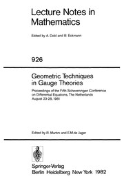 Front cover of Geometric techniques in gauge theories by Scheveningen Conference on Differential Equations (5th 1981)