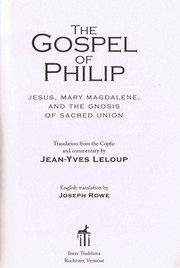 Cover of The gospel of Philip by Jean-Yves Leloup