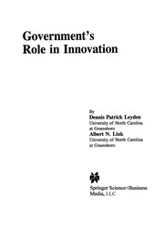 Front cover of Government's Role in Innovation by Dennis Patrick Leyden