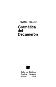 Front cover of Gramática del Decamerón by Tzvetan Todorov