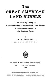 Cover of Great American land bubble by Aaron M. Sakolski