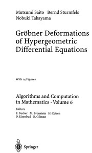 Front cover of Gröbner deformations of hypergeometric differential equations by Mutsumi Saito