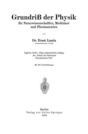 Front cover of Grundriß der Physik für Naturwissenschaftler, Mediziner und Pharmazeuten by Ernst Lamla