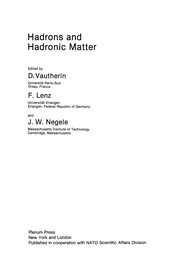 Front cover of Hadrons and Hadronic Matter by D. Vautherin