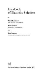 Front cover of Handbook of Elasticity Solutions by Mark Kachanov