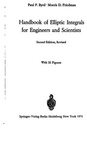 Front cover of Handbook of elliptic integrals for engineers and scientists by Paul F. Byrd