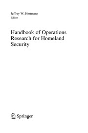 Front cover of Handbook of Operations Research for Homeland Security by Jeffrey W. Herrmann