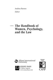 Front cover of The handbook of women, psychology, and the law by Andrea Barnes