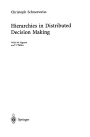 Front cover of Hierarchies in Distributed Decision Making by Christoph Schneeweiss