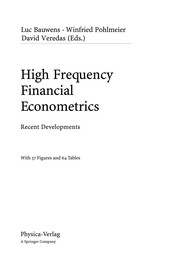 Front cover of High frequency financial econometrics by Luc Bauwens