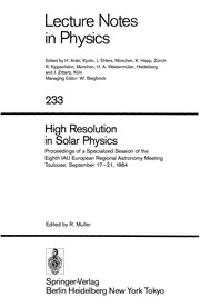 Front cover of High resolution in solar physics by International Astronomical Union.