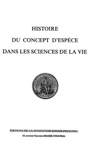 Cover of Histoire du concept d'espèce dans les sciences de la vie by Scott Atran
