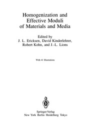 Front cover of Homogenization and Effective Moduli of Materials and Media by J. L. Ericksen