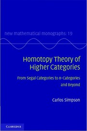 Front cover of Homotopy Theory of Higher Categories by Carlos Simpson